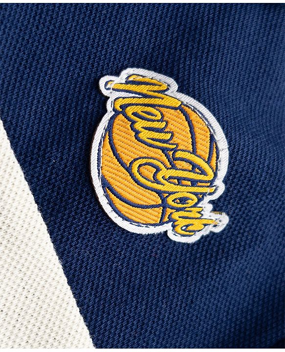 Babyhug 100% Cotton Knit Full Sleeves Polo T-Shirt with Cut & Sew and New York Patch with Race to Win Applique - Navy Blue