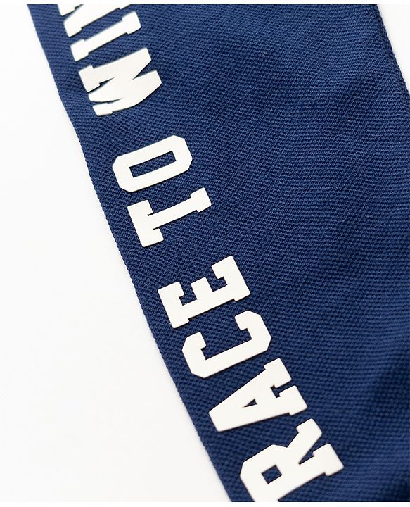 Babyhug 100% Cotton Knit Full Sleeves Polo T-Shirt with Cut & Sew and New York Patch with Race to Win Applique - Navy Blue