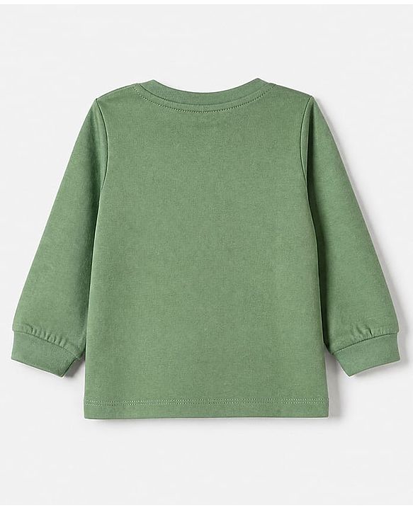 Babyhug 100% Cotton Knit T-Shirt with Full Sleeves and Soccer Print - Green