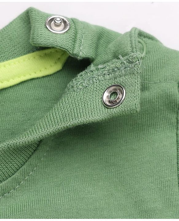 Babyhug 100% Cotton Knit T-Shirt with Full Sleeves and Soccer Print - Green