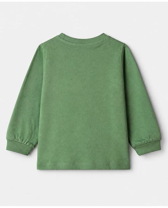 Babyhug 100% Cotton Knit T-Shirt with Full Sleeves and Soccer Print - Green