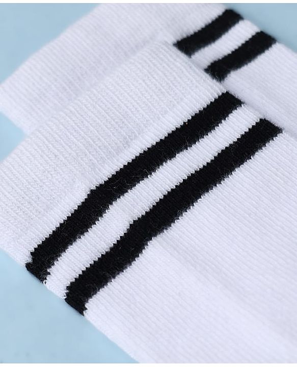 Cute Walk by Babyhug Knit Ankle Length Anti Bacterial Striped Socks - White
