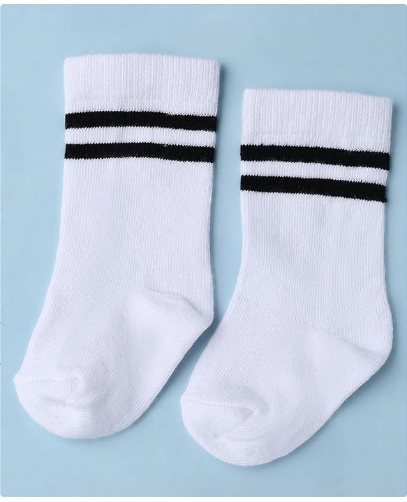 Cute Walk by Babyhug Knit Ankle Length Anti Bacterial Striped Socks - White