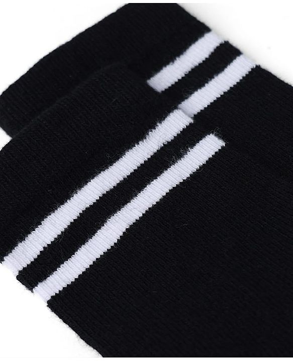 Cute Walk by Babyhug Knit Knee Length Anti Bacterial Socks with Striped Design in Black