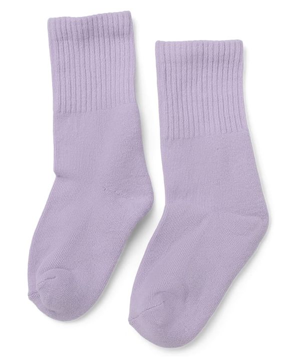 Cute Walk by Babyhug Cotton Terry Knit Solid Mid-calf Anti-bacterial Calf Length Terry Socks in Purple