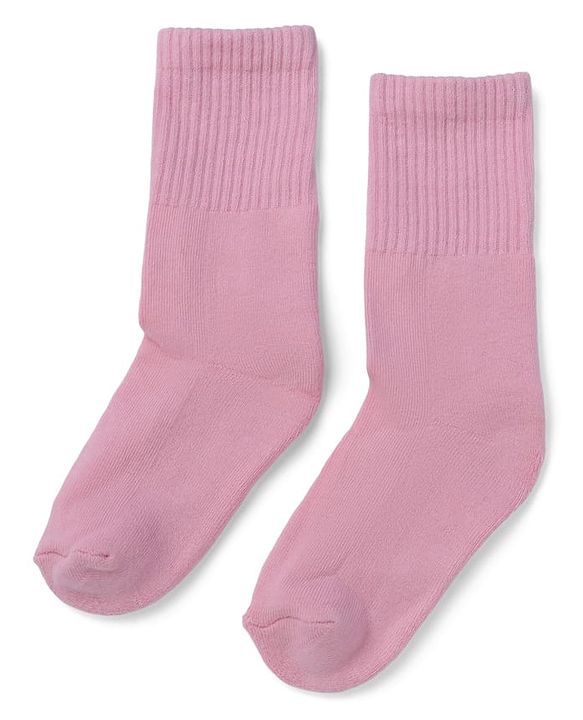 Cute Walk by Babyhug Knit Solid Mid-calf Anti-bacterial Calf Length Terry Socks in Pink