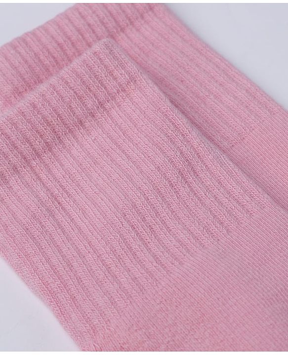 Cute Walk by Babyhug Knit Solid Mid-calf Anti-bacterial Calf Length Terry Socks in Pink