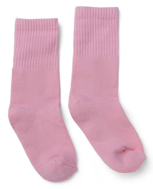 Cute Walk by Babyhug Knit Solid Mid-calf Anti-bacterial Calf Length Terry Socks in Pink