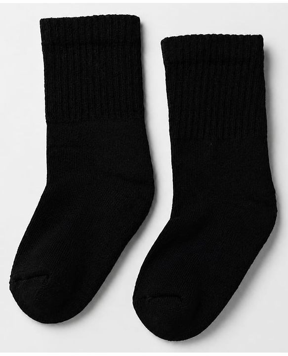 Cute Walk By Babyhug Cotton Terry Knit Ankle Length Solid Socks With Anti-Bacterial - Black