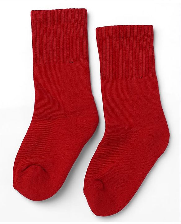 Cute Walk by Babyhug Cotton Knit Terry Ankle Length Anti-bacterial Calf Length Terry Socks in Red