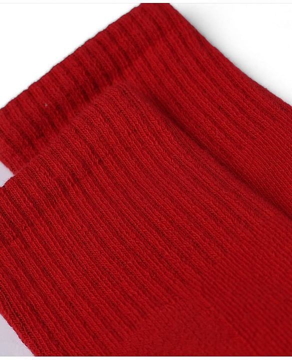 Cute Walk by Babyhug Cotton Knit Terry Ankle Length Anti-bacterial Calf Length Terry Socks in Red
