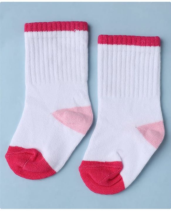 Cute Walk by Babyhug Knit Calf Length Anti Bacterial Socks Pack of 3 - White & Pink