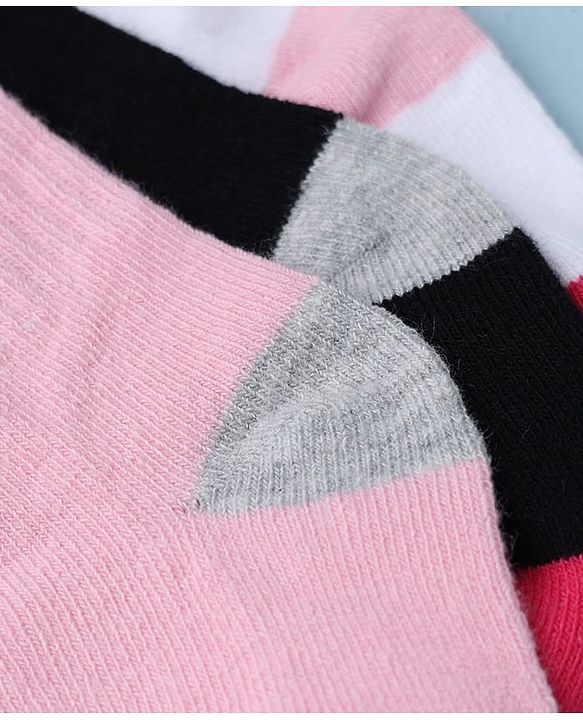 Cute Walk by Babyhug Knit Calf Length Anti Bacterial Socks Pack of 3 - White & Pink