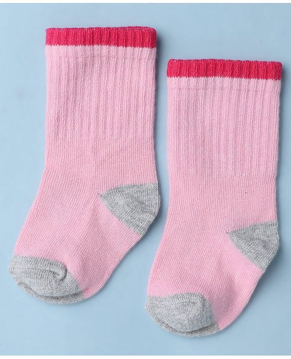Cute Walk by Babyhug Knit Calf Length Anti Bacterial Socks Pack of 3 - White & Pink