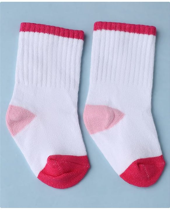 Cute Walk by Babyhug Knit Calf Length Anti Bacterial Socks Pack of 3 - White & Pink