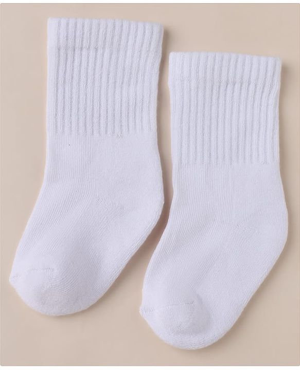 Cute Walk by Babyhug Knit Calf Length Anti Bacterial Solid Socks Pack of 3 - White, Black & Blue