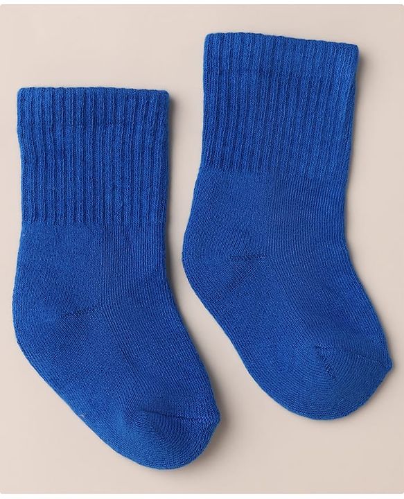 Cute Walk by Babyhug Knit Calf Length Anti Bacterial Solid Socks Pack of 3 - White, Black & Blue