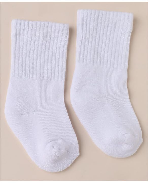 Cute Walk by Babyhug Knit Calf Length Anti Bacterial Solid Socks Pack of 3 - White, Black & Blue