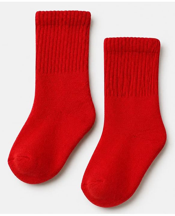 Cute Walk By Babyhug Cotton Terry Knit Ankle Length Solid Socks With Anti-Bacterial Pack of 3 -White Red & Grey