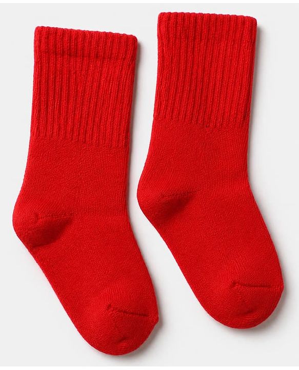 Cute Walk By Babyhug Cotton Terry Knit Ankle Length Solid Socks With Anti-Bacterial Pack of 3 -White Red & Grey