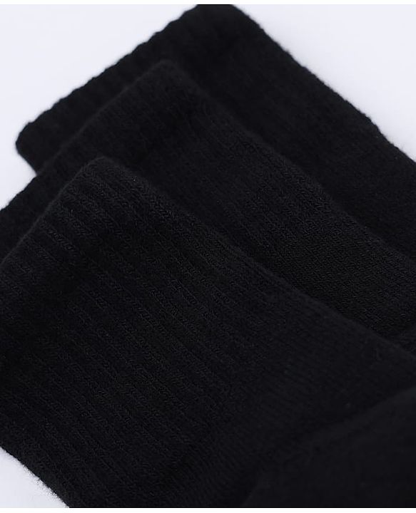 Cute Walk By Babyhug Terry Knit Anti-Bacteria Mid Calf Solid Socks Pack Of 3 - Black