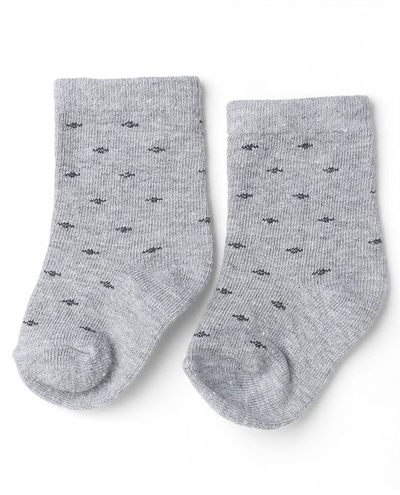 Cute Walk by Babyhug Knit Calf Length Anti Bacterial Designed ed Socks Pack of 3 - Black, Grey & Yellow