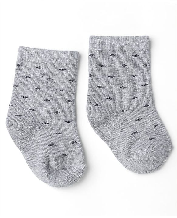 Cute Walk by Babyhug Knit Calf Length Anti Bacterial Designed ed Socks Pack of 3 - Black, Grey & Yellow
