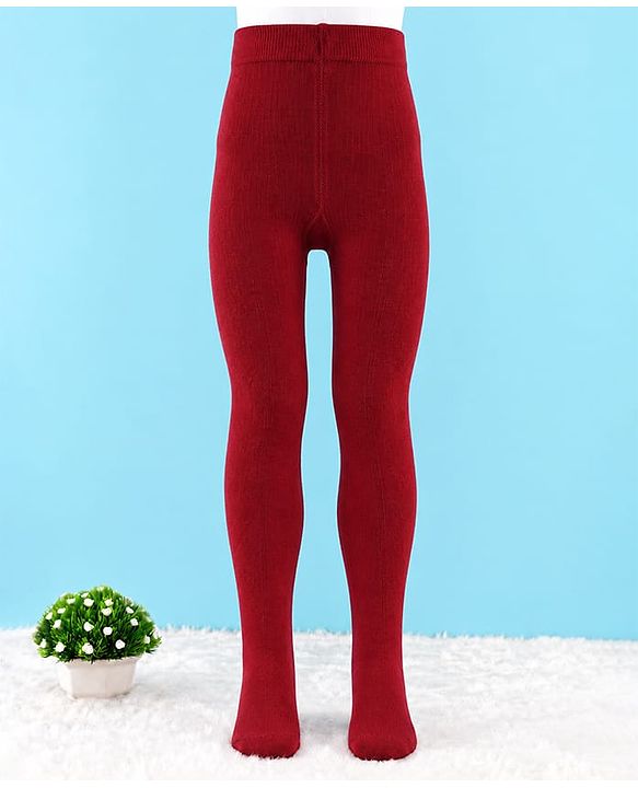 Cute Walk by Babyhug Knit Anti Bacterial Solid Tights - Maroon