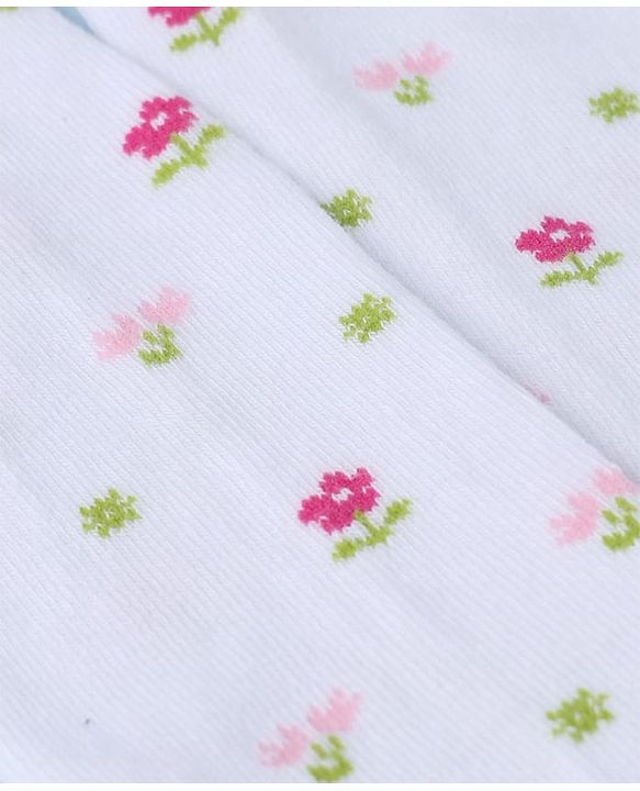 Cute Walk by Babyhug Knit Anti Bacterial Regular Tights With Floral Design - White