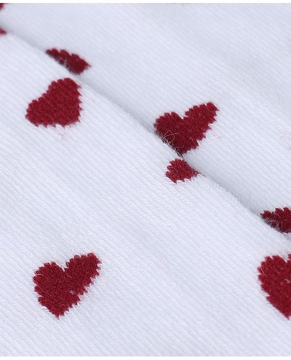 Cute Walk by Babyhug Knit Anti Bacterial Regular Tights With Heart Design - White