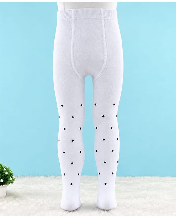 Cute Walk by Babyhug Knit Anti Bacterial Designed Tights- White