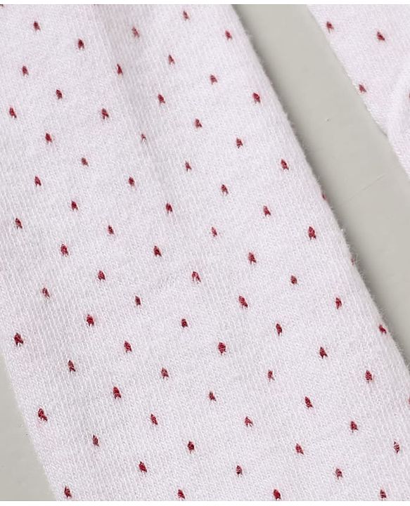 Cute Walk by Babyhug Cotton Knit Full Length Tights with Dots Print in White