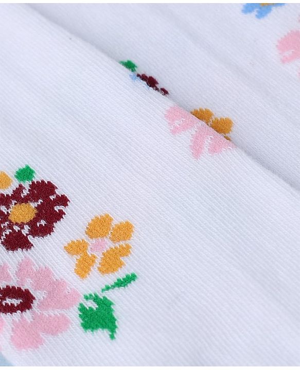 Cute Walk by Babyhug Knit Anti Bacterial Regular Tights With Floral Design - White