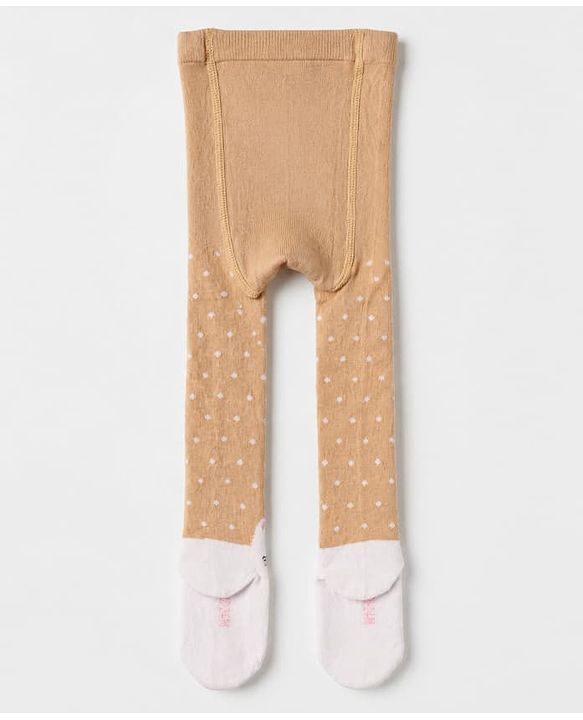 Cute Walk By Babyhug Cotton Knit Full Length Anti-Bacterial Tights With Cat Print in Brown