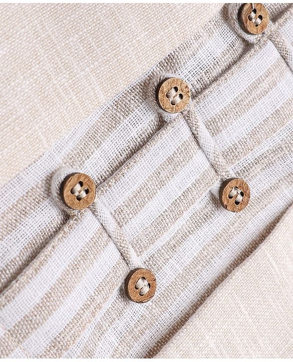 Babyhug Woven Full Sleeves Striped Party Suit - Beige