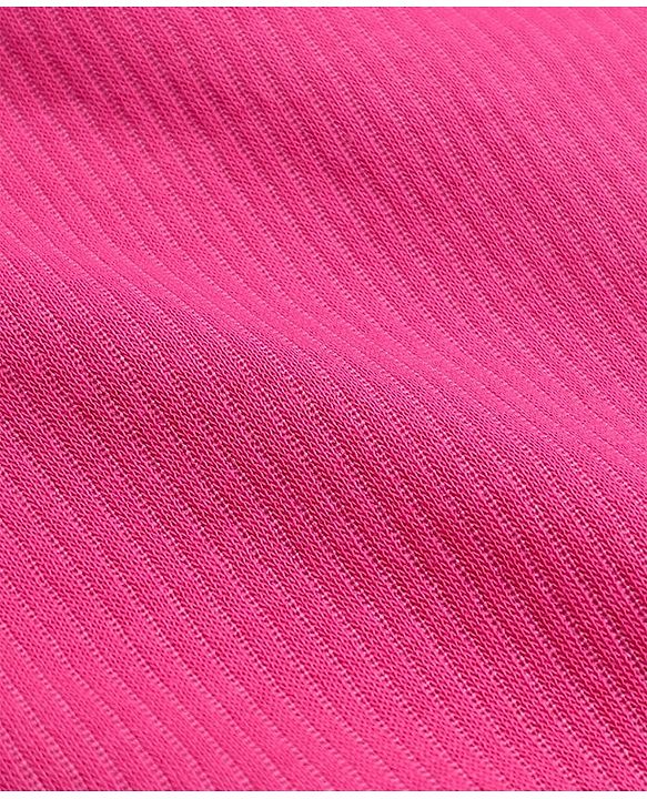 Pine Kids Cotton Knit Full Sleeves Solid Vest and Pant - Dark Pink