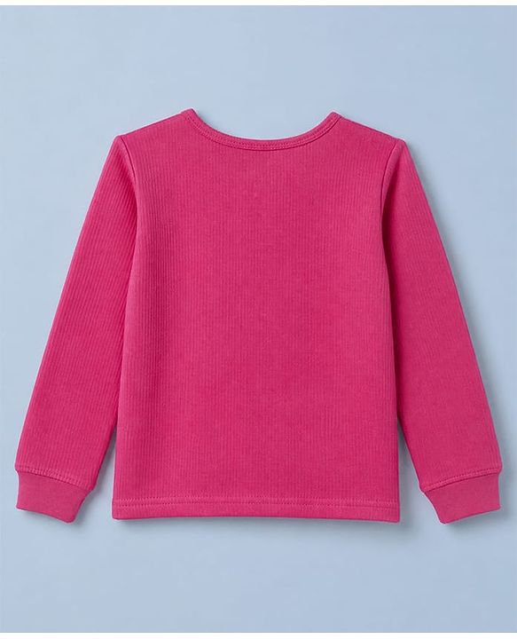 Pine Kids Cotton Knit Full Sleeves Solid Vest and Pant - Dark Pink