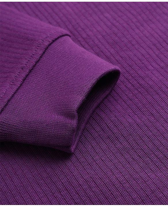 Pine Kids Cotton Mix Knit Full Sleeves Vest & Pant Thermal Set in Purple