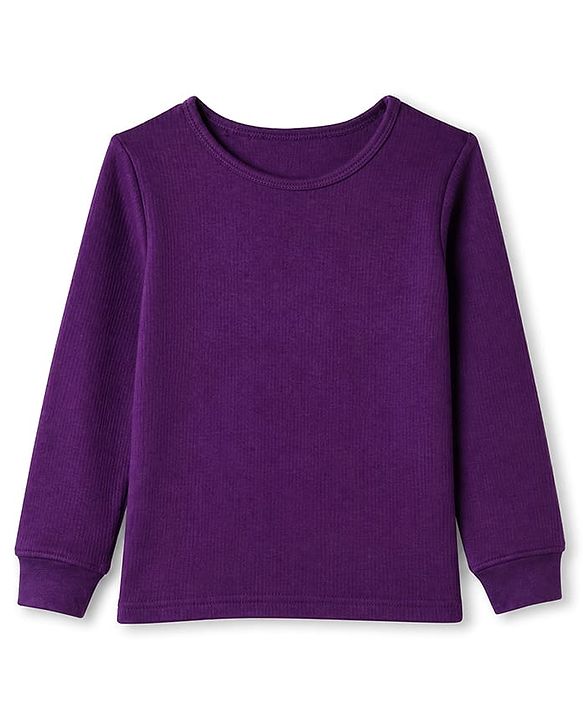 Pine Kids Cotton Mix Knit Full Sleeves Vest & Pant Thermal Set in Purple