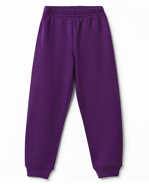 Pine Kids Cotton Mix Knit Full Sleeves Vest & Pant Thermal Set in Purple