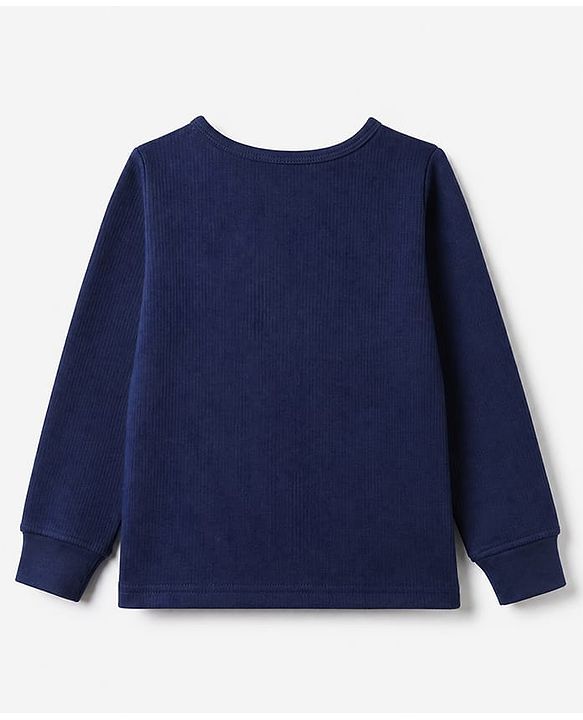 Pine Kids Cotton Knit Full Sleeves Solid Vest and Pant - Navy Blue
