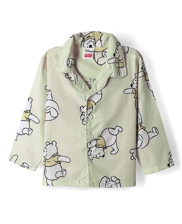 Babyhug Disney 100% Cotton Single Jersey Woven Full Sleeves Shirt & Pajama with Winnie the Pooh Print - Beige