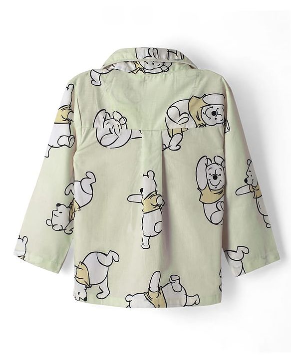 Babyhug Disney 100% Cotton Single Jersey Woven Full Sleeves Shirt & Pajama with Winnie the Pooh Print - Beige