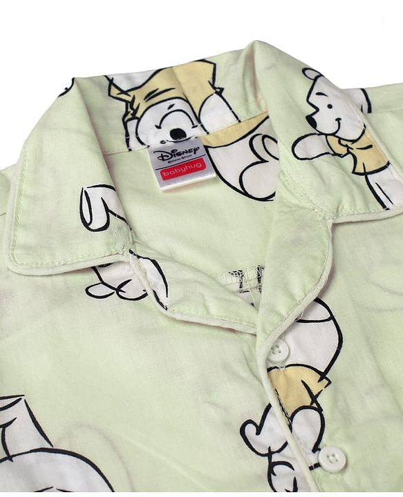 Babyhug Disney 100% Cotton Single Jersey Woven Full Sleeves Shirt & Pajama with Winnie the Pooh Print - Beige