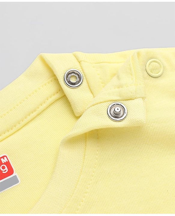 Babyhug 100% Cotton Knit Half Sleeves, Frill Sleeves T-Shirt with Graphic & Flower Print in Yellow