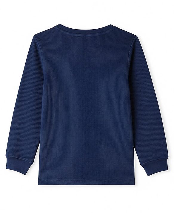 Pine Kids Cotton Mix Knit Full Sleeves Vest & Pant Thermal Set in Navy Blue