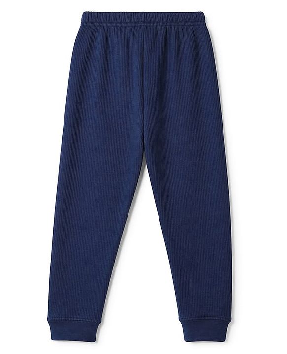 Pine Kids Cotton Mix Knit Full Sleeves Vest & Pant Thermal Set in Navy Blue