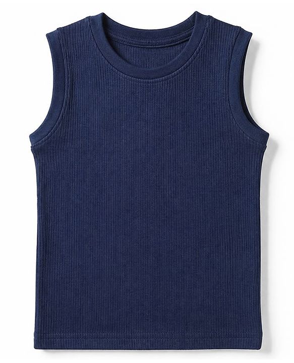 Pine Kids Cotton Mix Knit Full Sleeves Vest & Pant Thermal Set in Navy Blue