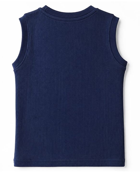 Pine Kids Cotton Mix Knit Full Sleeves Vest & Pant Thermal Set in Navy Blue