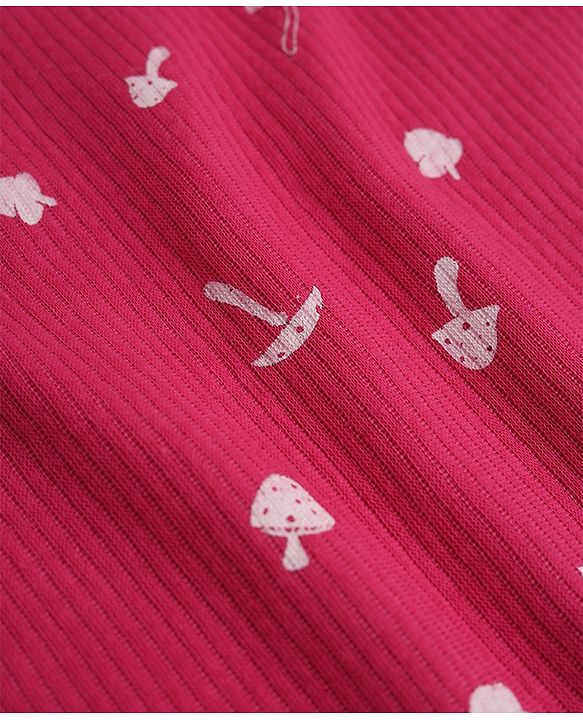 Pine Kids Cotton Mix Knit Full Sleeves Printed Thermal Inner Wear Set - Dark Pink
